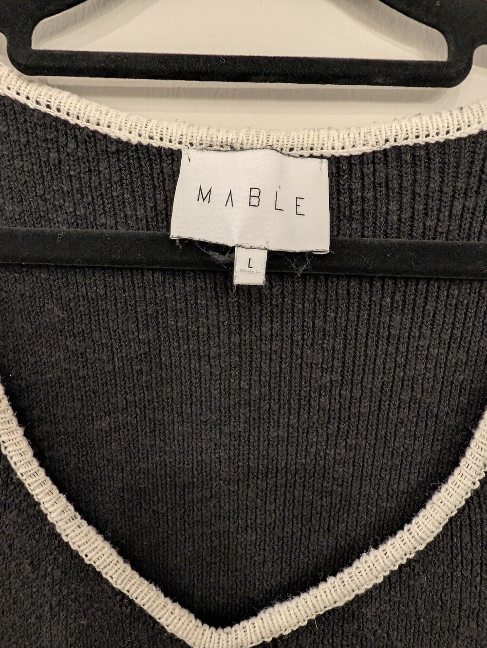 Nwot Reformation Mable Contrast Black White Trim Knit Women's Midi Dress L - Picture 8 of 12
